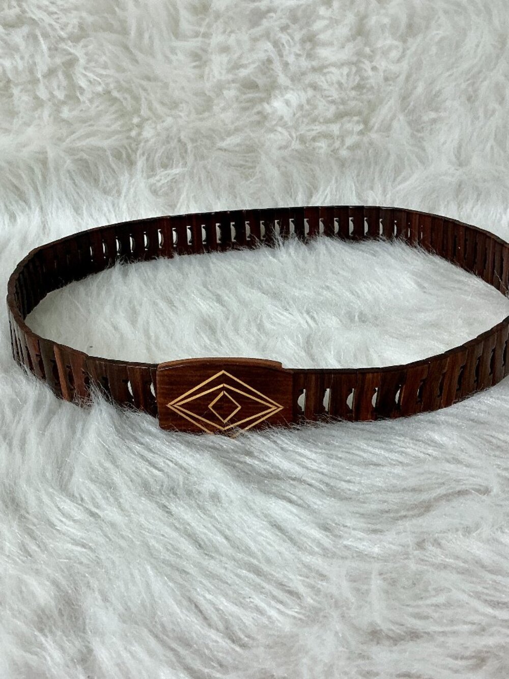 Artisan Geometric Wood Belt Avant Garde Hippie Boho